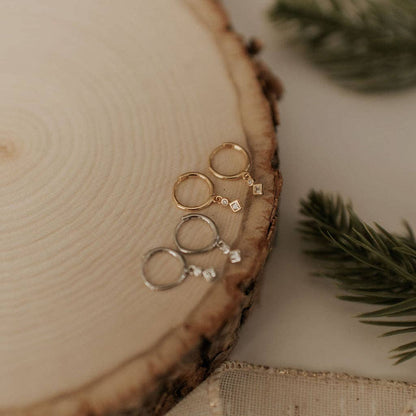 Diamond Dangle Hoops