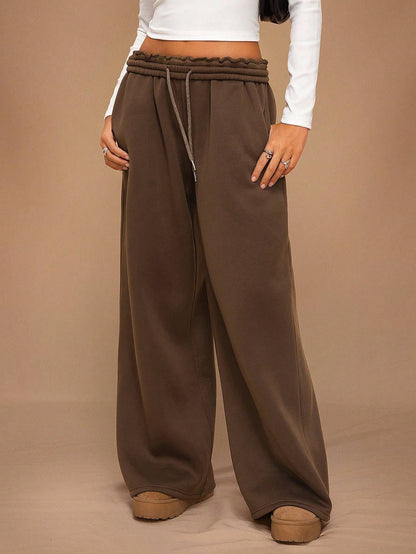 Drawstring Wide Leg Sweatpants