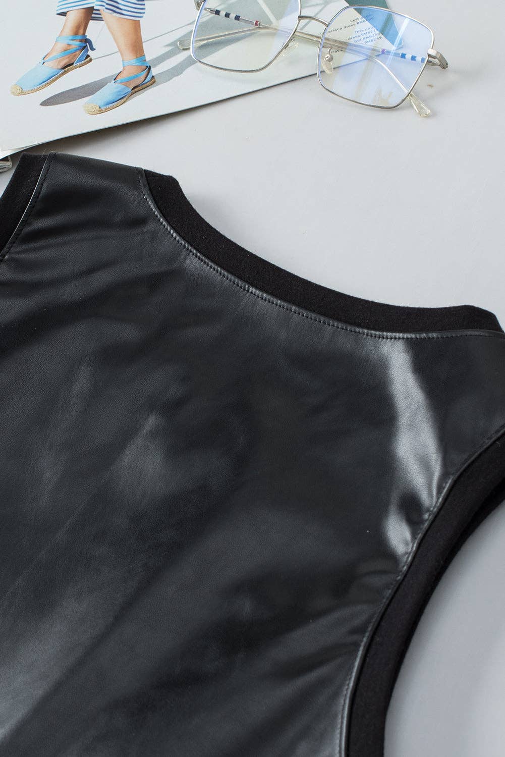 Black Faux Leather Tank Top alternate zoomed view