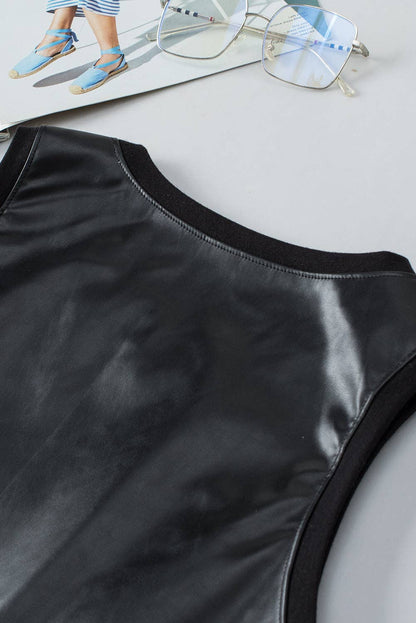 Black Faux Leather Tank Top alternate zoomed view