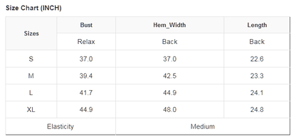 Black Faux Leather Tank Top size chart
