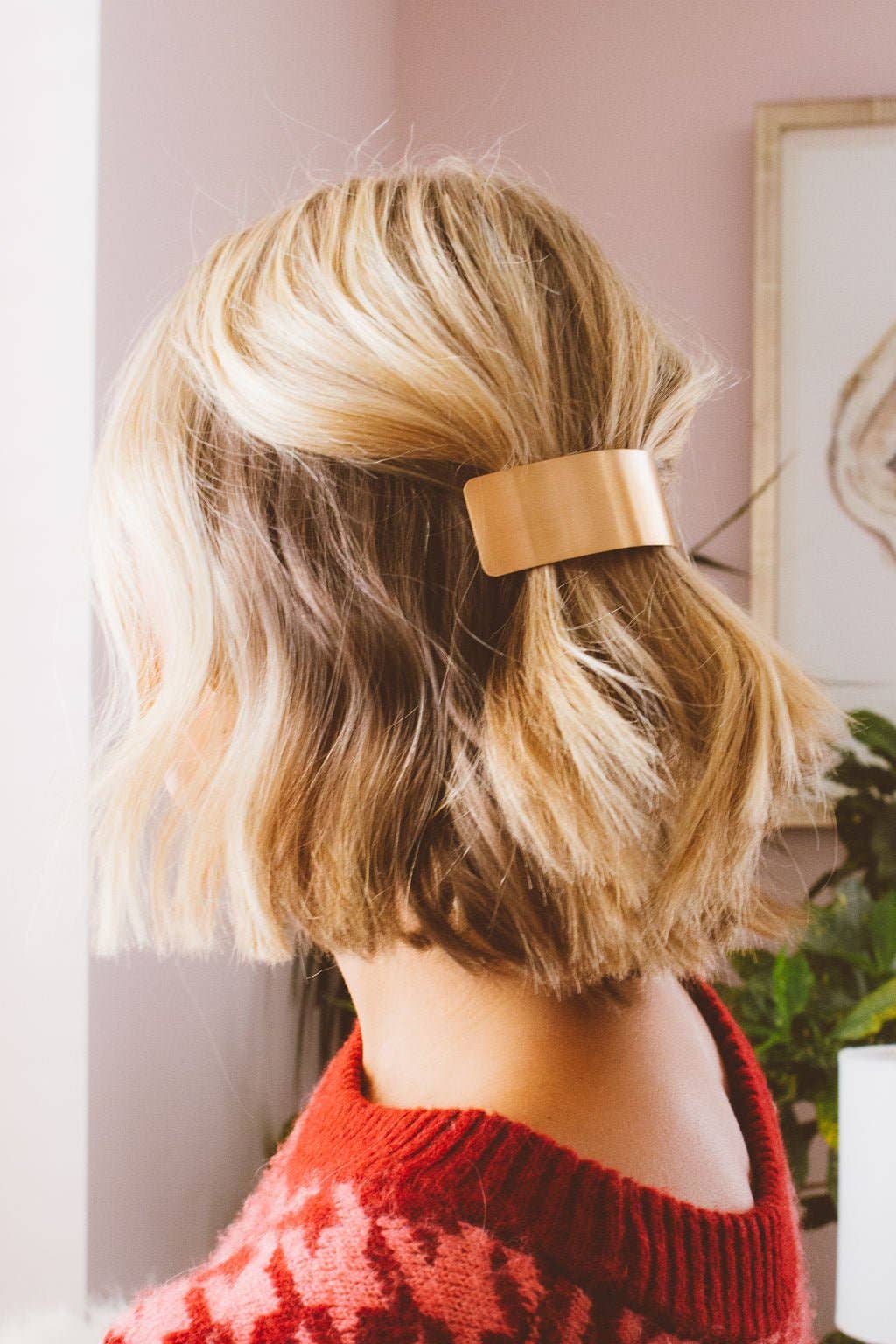 Brushed Bronze Bar Clip back view on model
