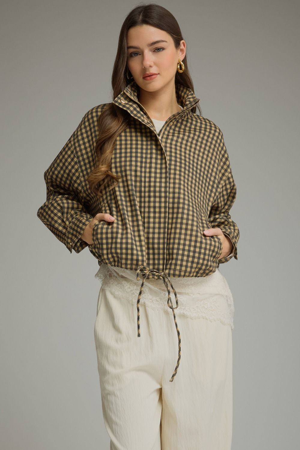 Gingham Full Zip Jacket