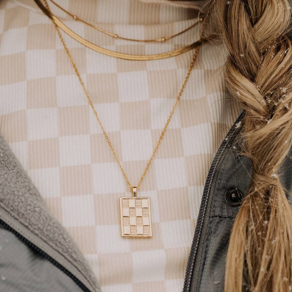 Checkered Necklace in Gold layered