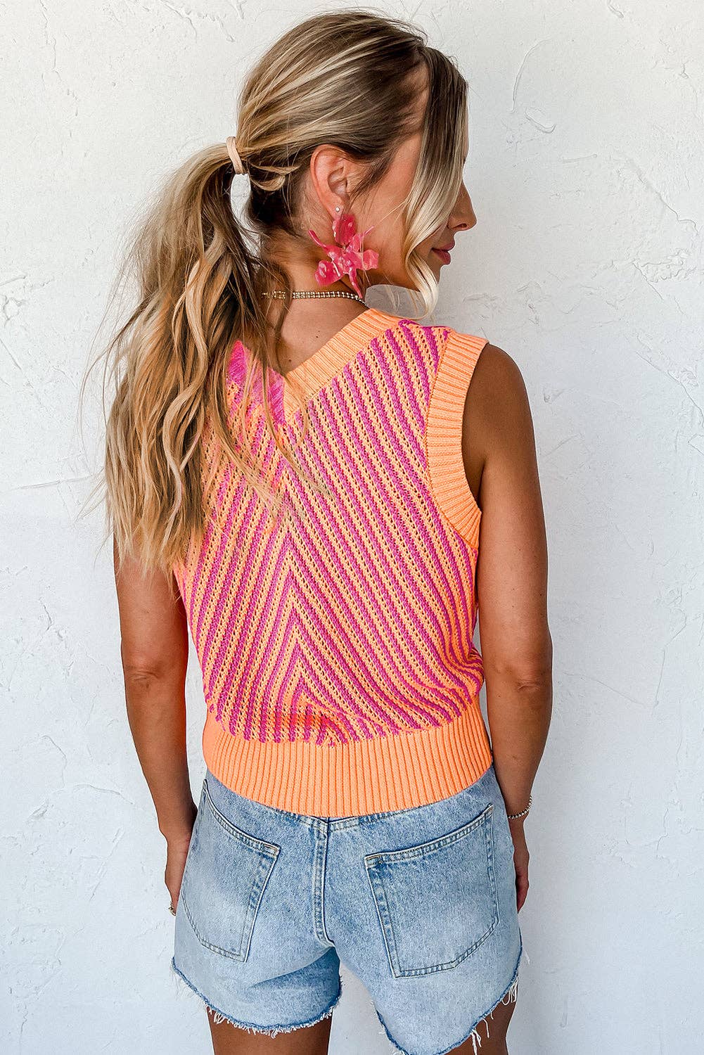 Chevron Knit Vest back
