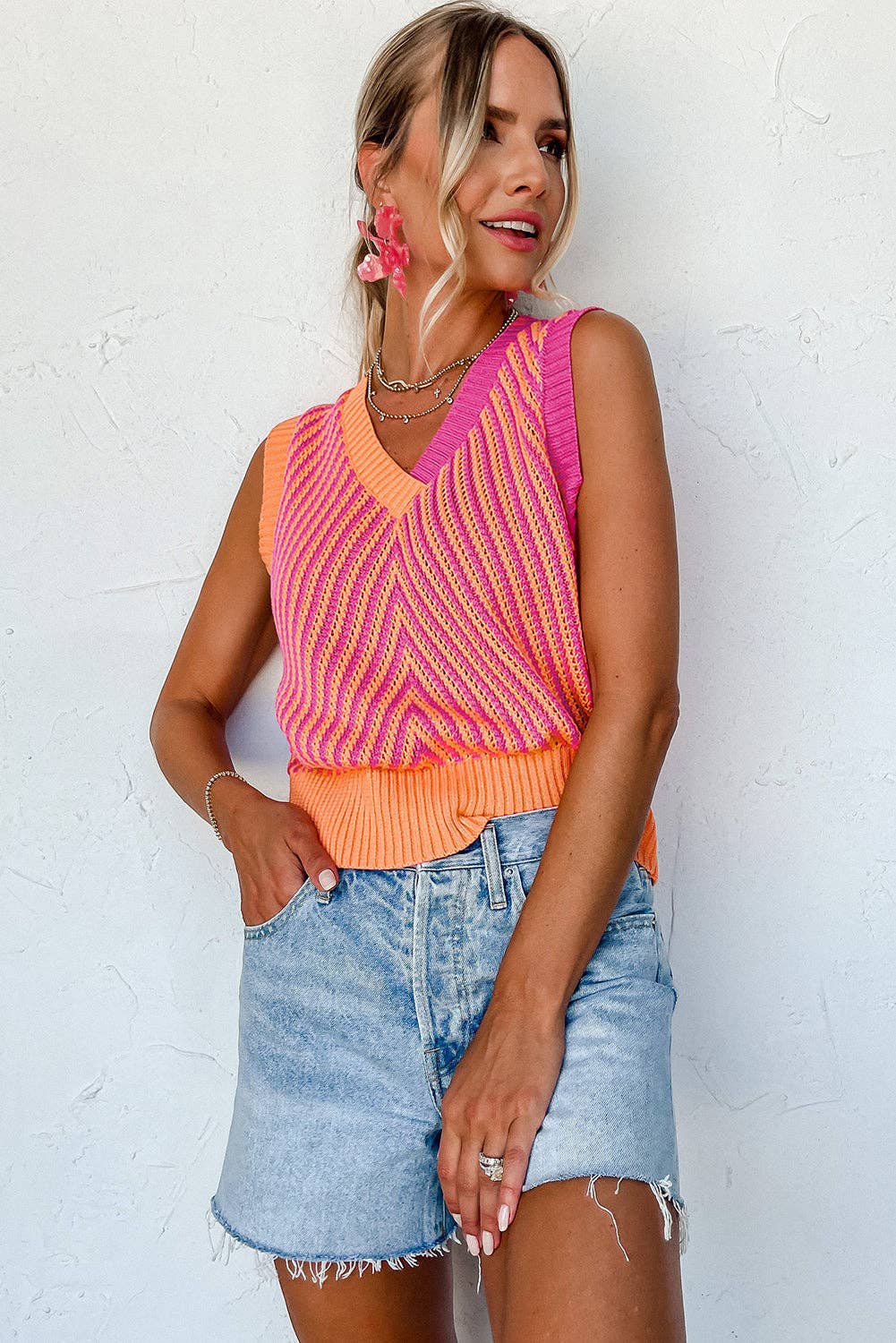 Chevron Knit Vest front full view