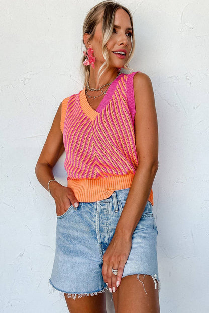 Chevron Knit Vest front full view