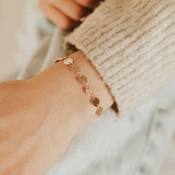 Chloe Gold Filled Coin Bracelet on model