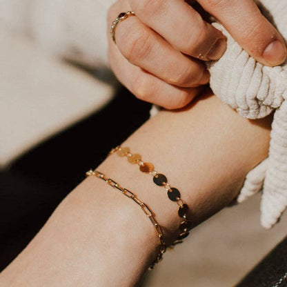 Chloe Gold Filled Coin Bracelet stacked
