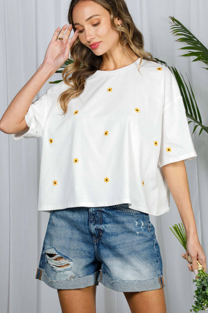 Floral Embroidered Tee