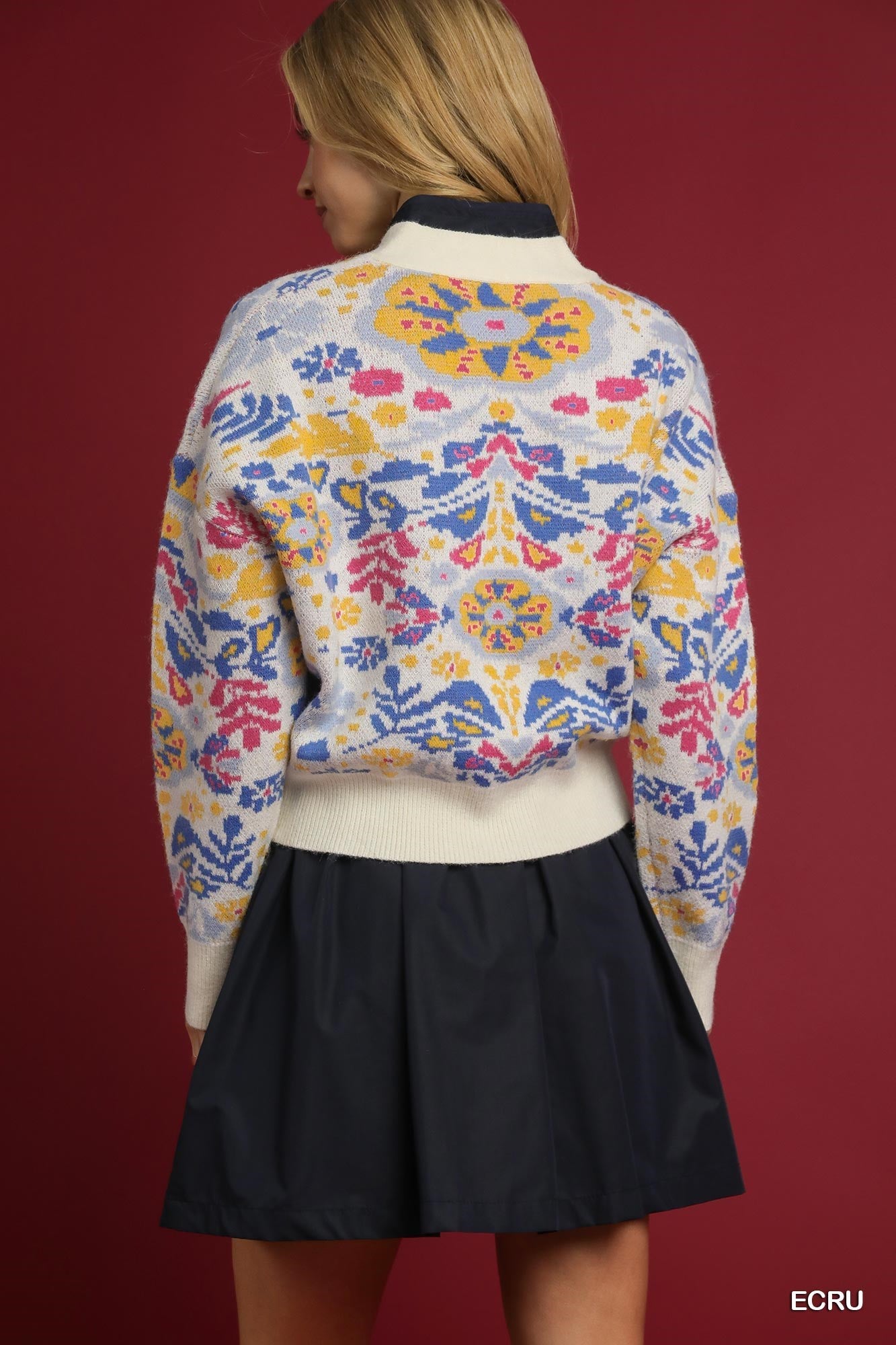 Floral Knit Button-Up Cardigan back