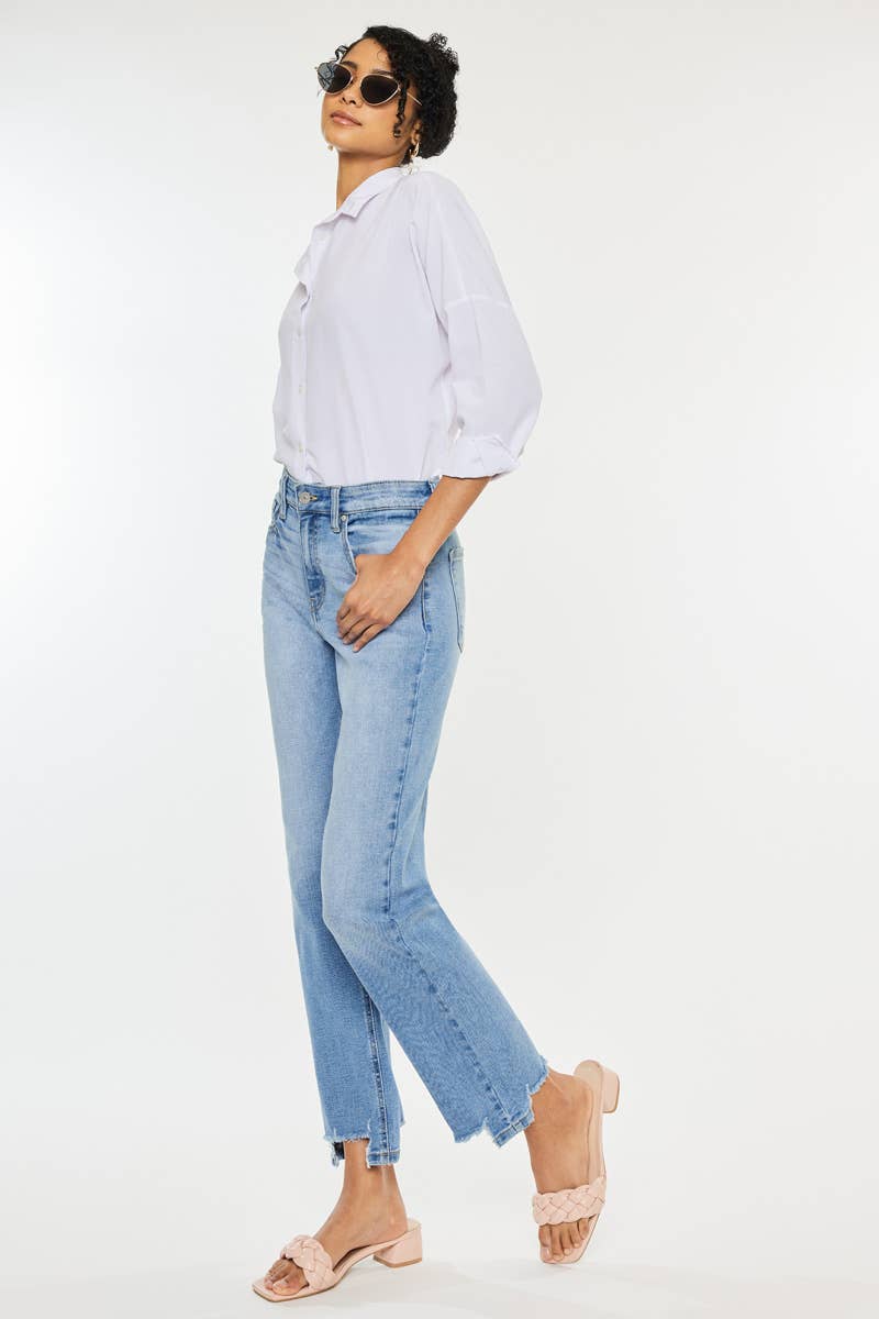 Kan Can Straight Medium Wash Distressed Bottom side model