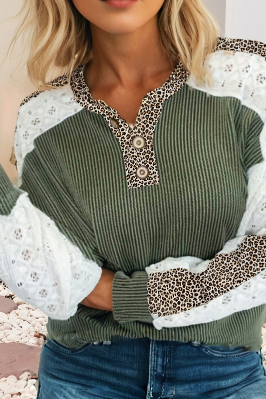 Leopard Patchwork Long Sleeve Top
