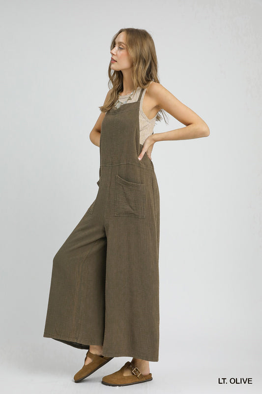 Mineral Wash Cotton Gauze Jumpsuit