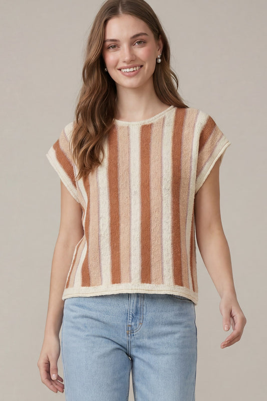Vertical Stripe Knit Top