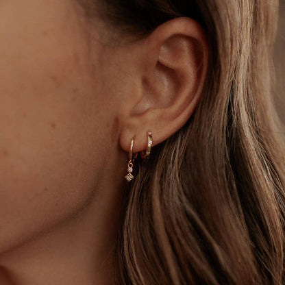 Diamond Dangle Hoops
