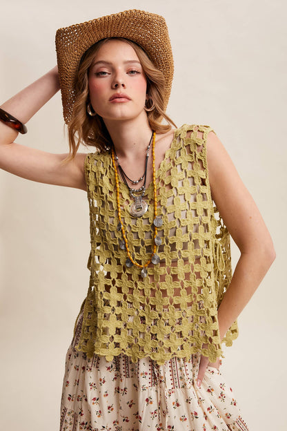 Flower Crochet Sleeveless Tank