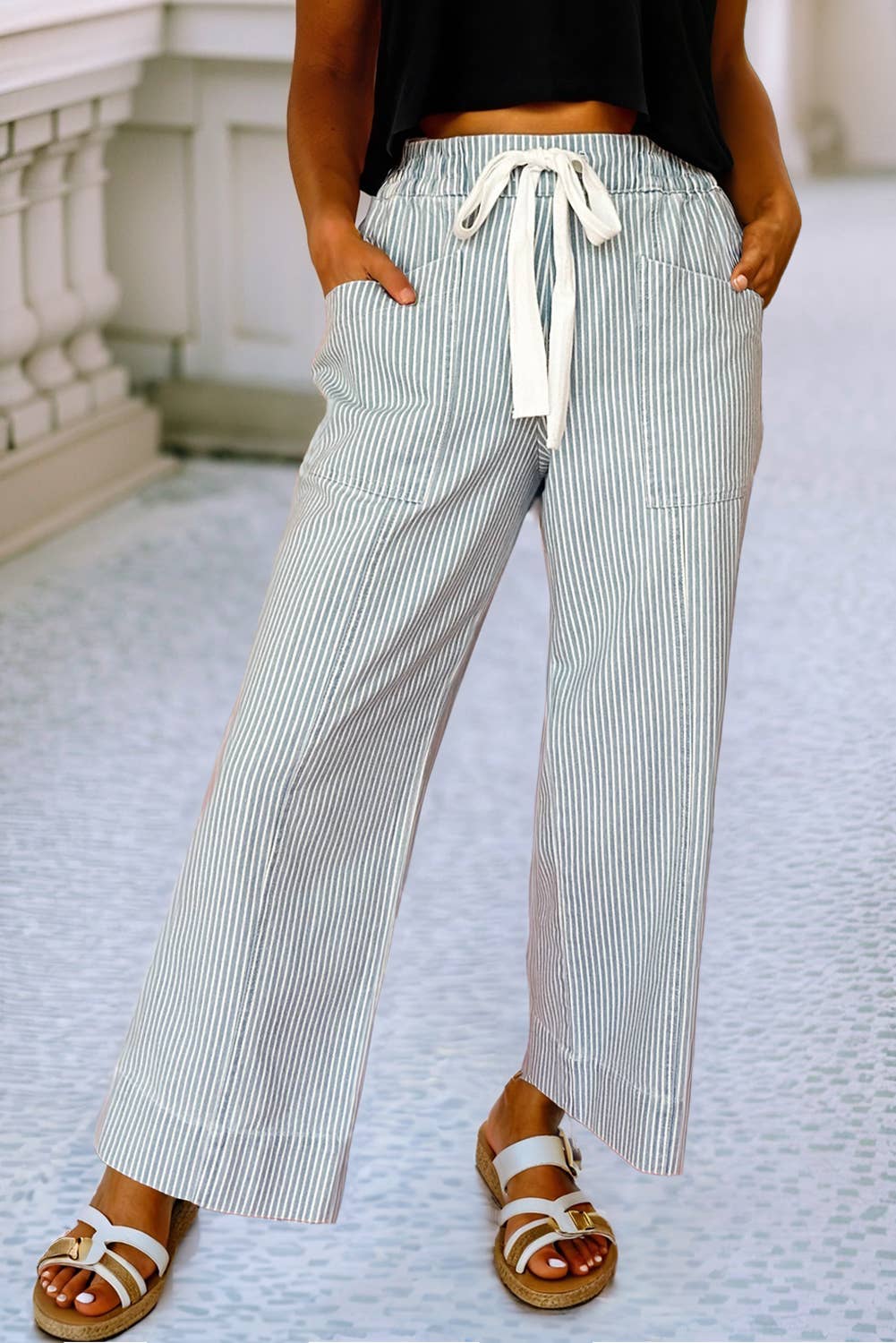 Drawstring Stripe Pants