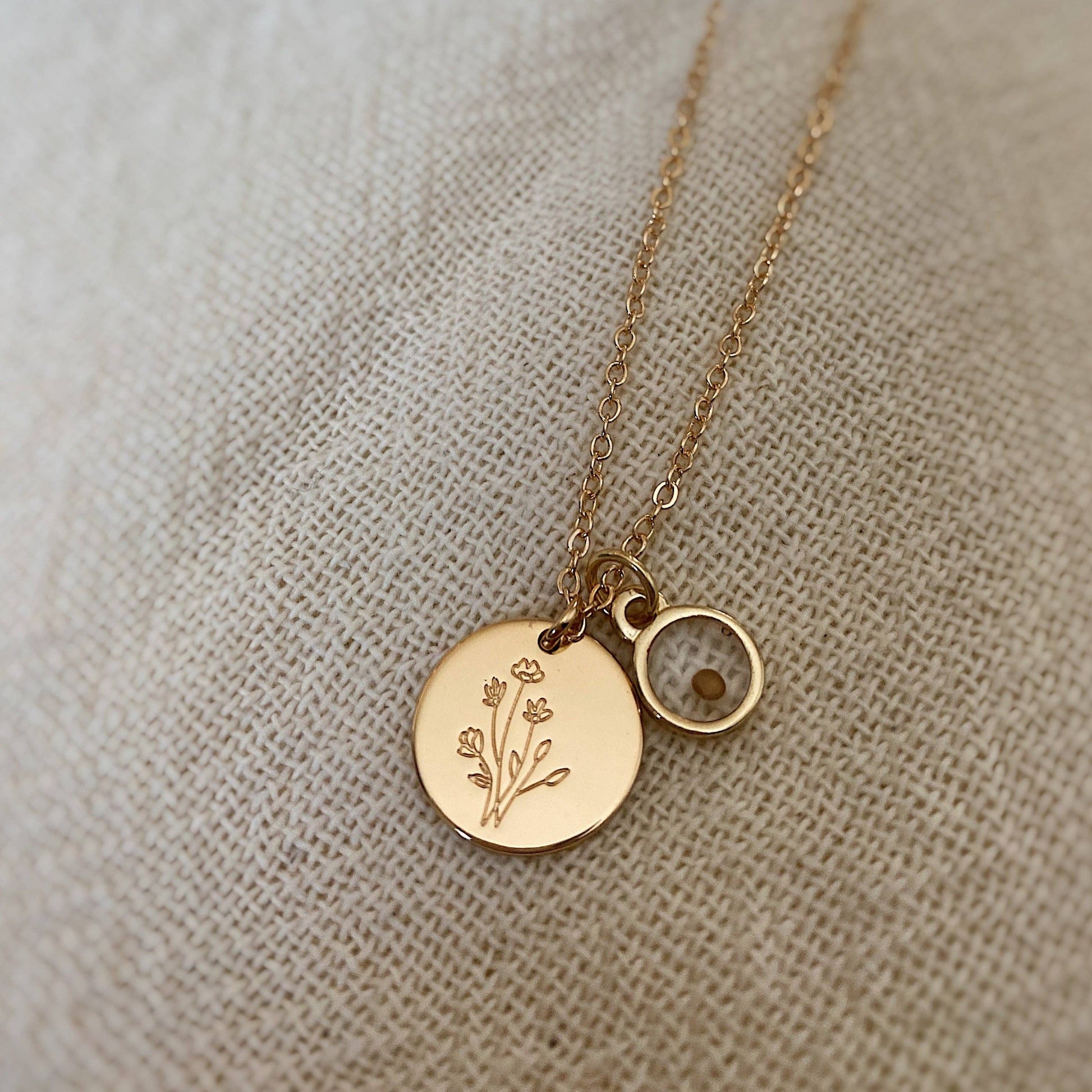 Wildflower Necklace with Mustard Seed flat