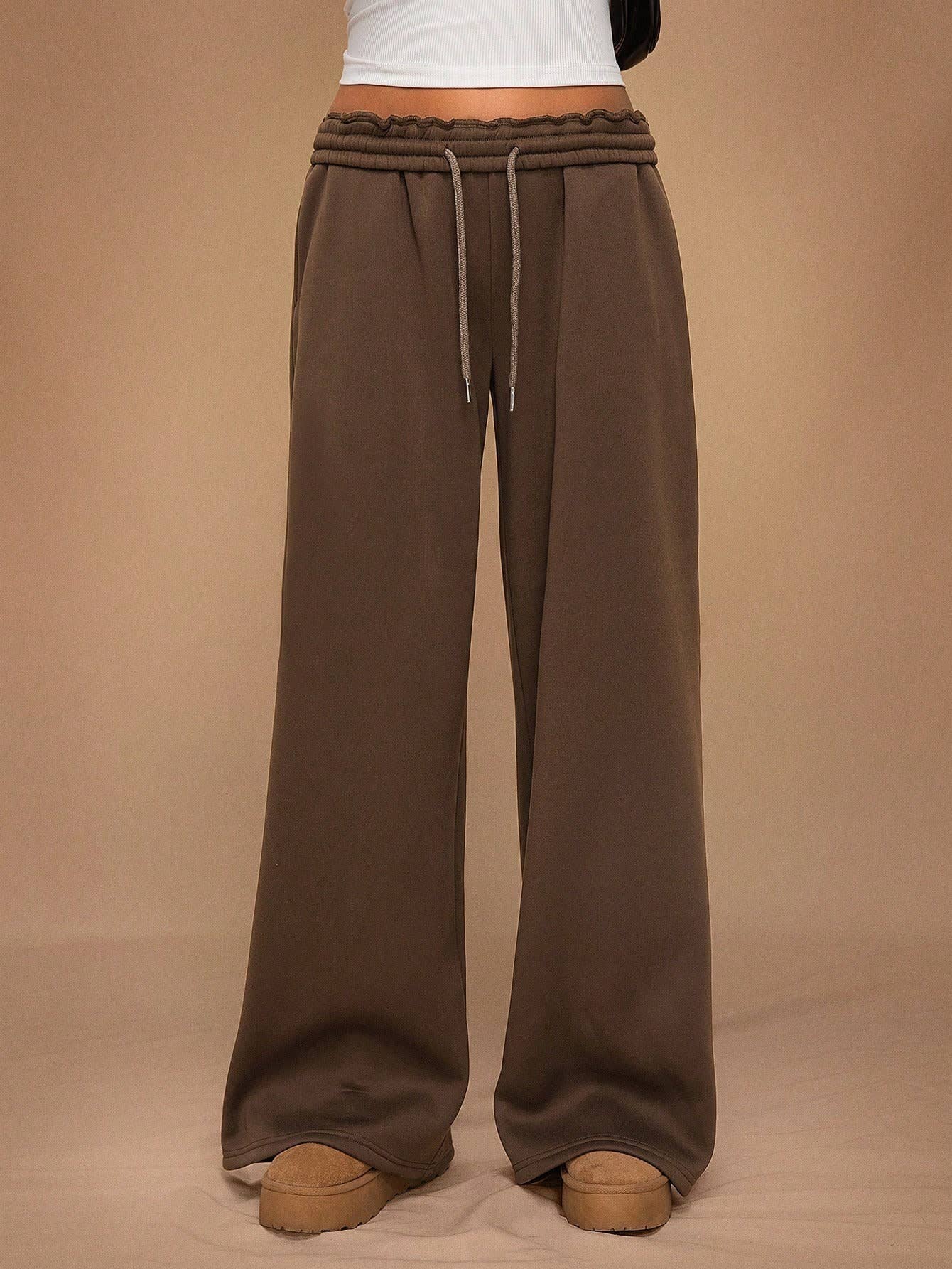 Drawstring Wide Leg Sweatpants
