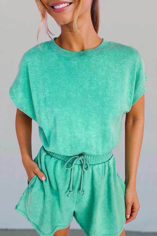 Mineral Wash Drawstring Romper