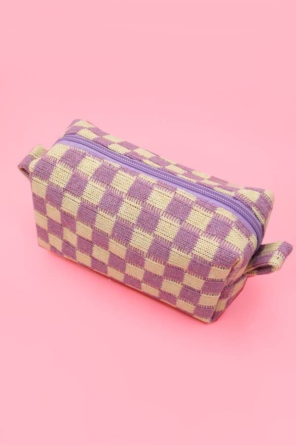 Checkered Makeup Cosmetic Bag
