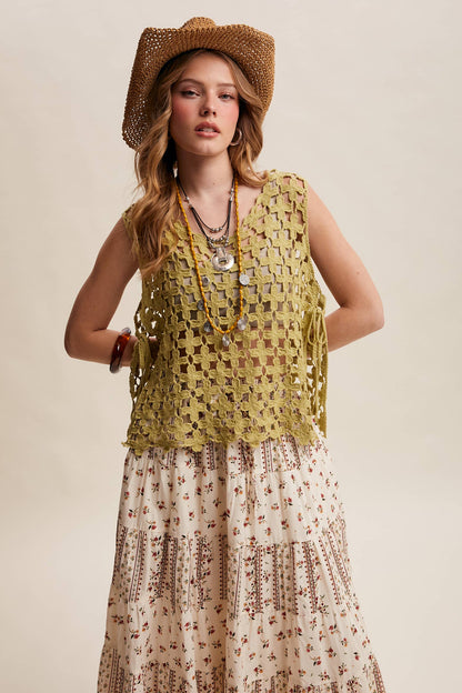 Flower Crochet Sleeveless Tank