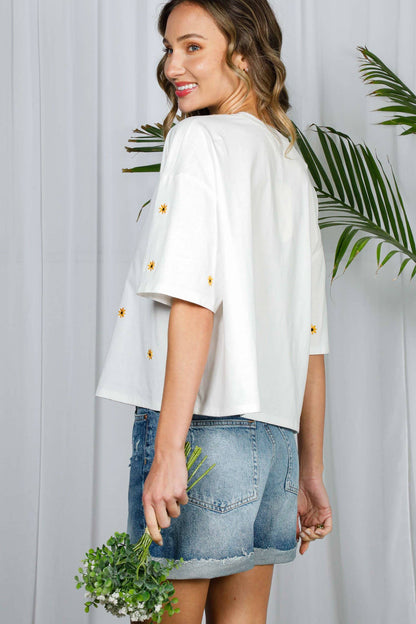 Floral Embroidered Tee