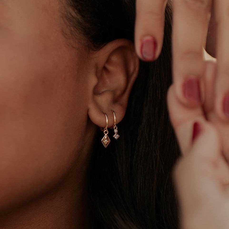 Diamond Dangle Hoops