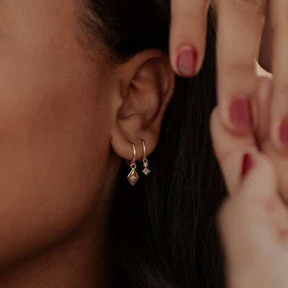 Diamond Dangle Hoops
