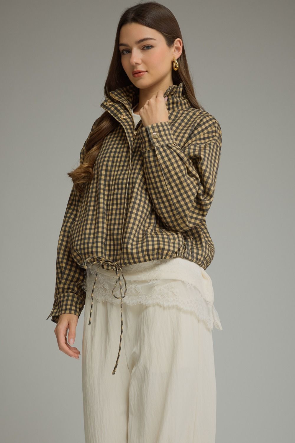 Gingham Full Zip Jacket