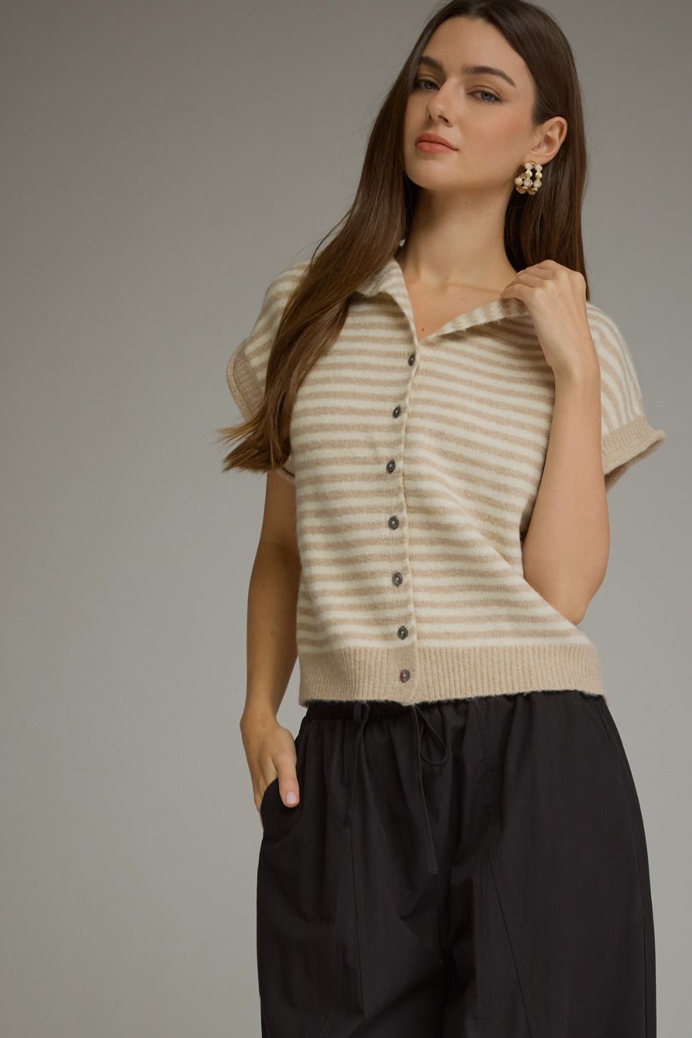 Stripe Knit Button Down