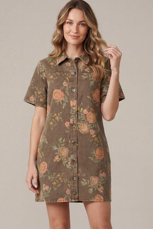Floral Button Front Dress